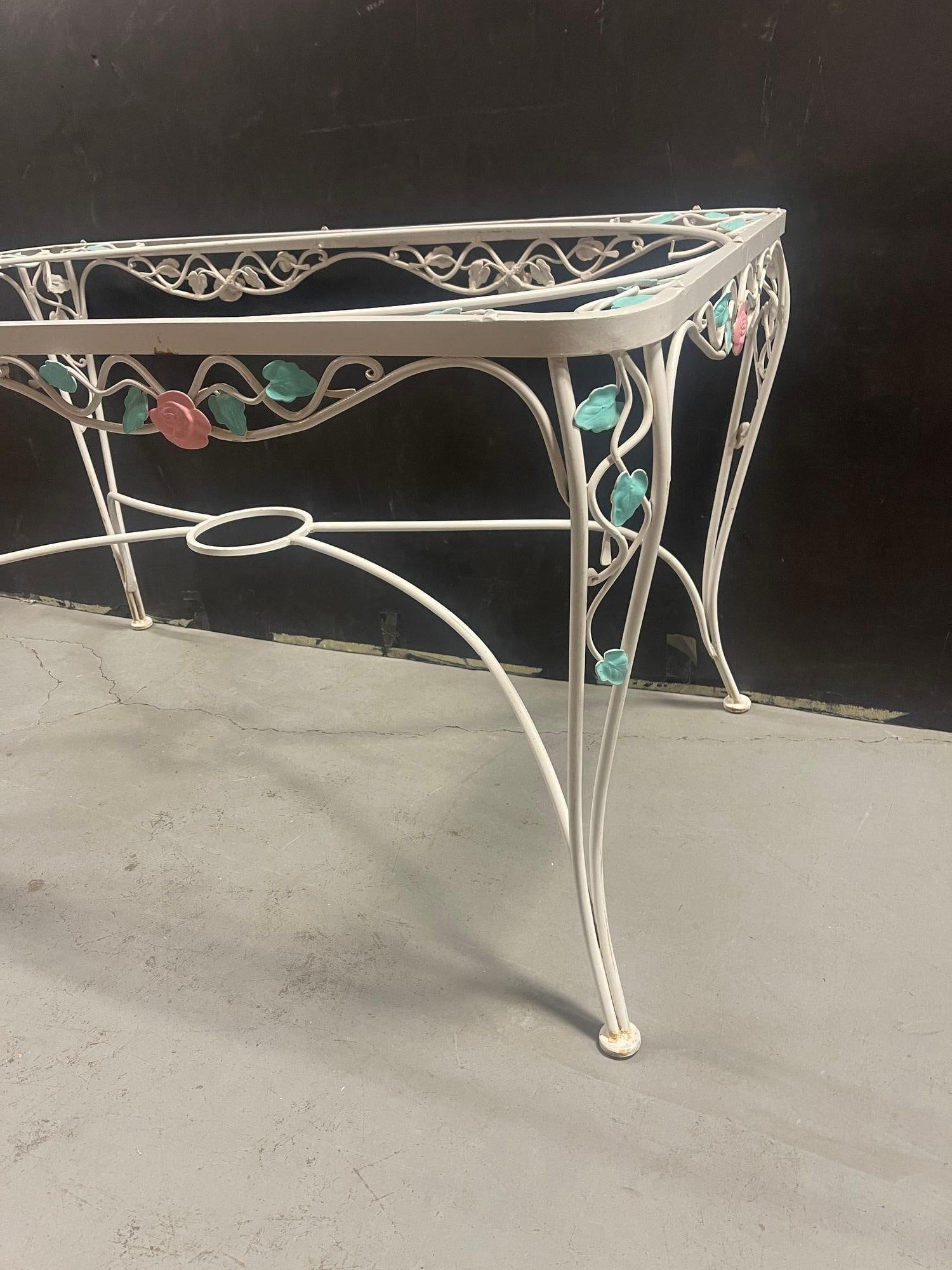 Pink Rose White Iron Garden Table and Chairs Set - 17