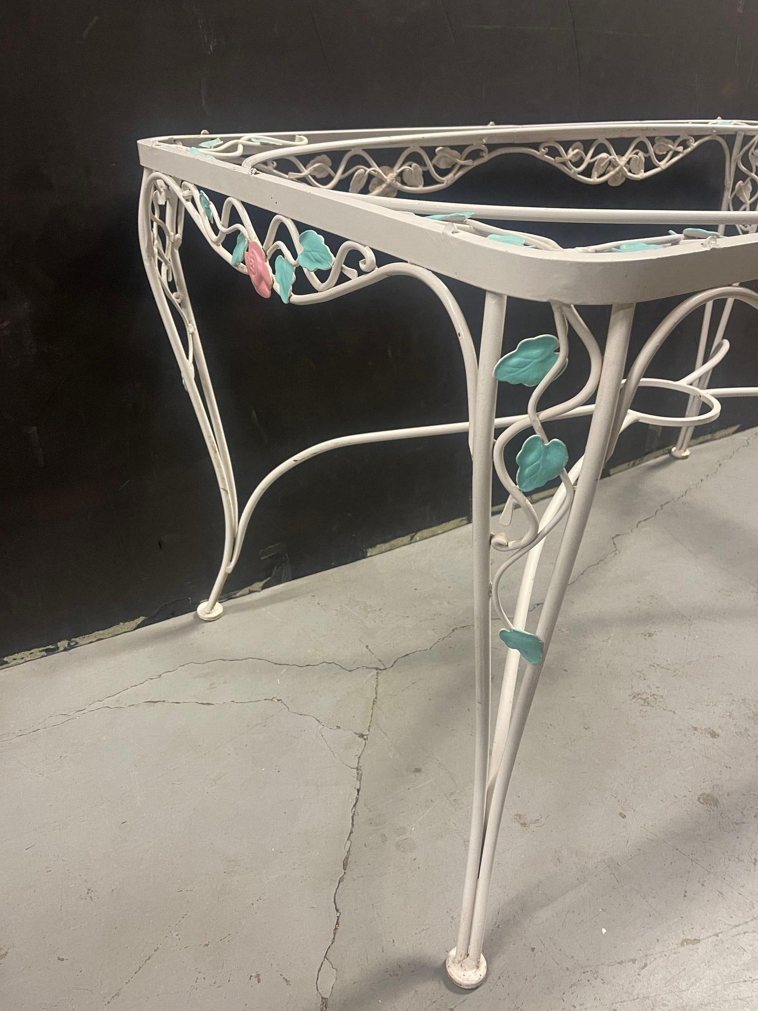 Pink Rose White Iron Garden Table and Chairs Set - 20