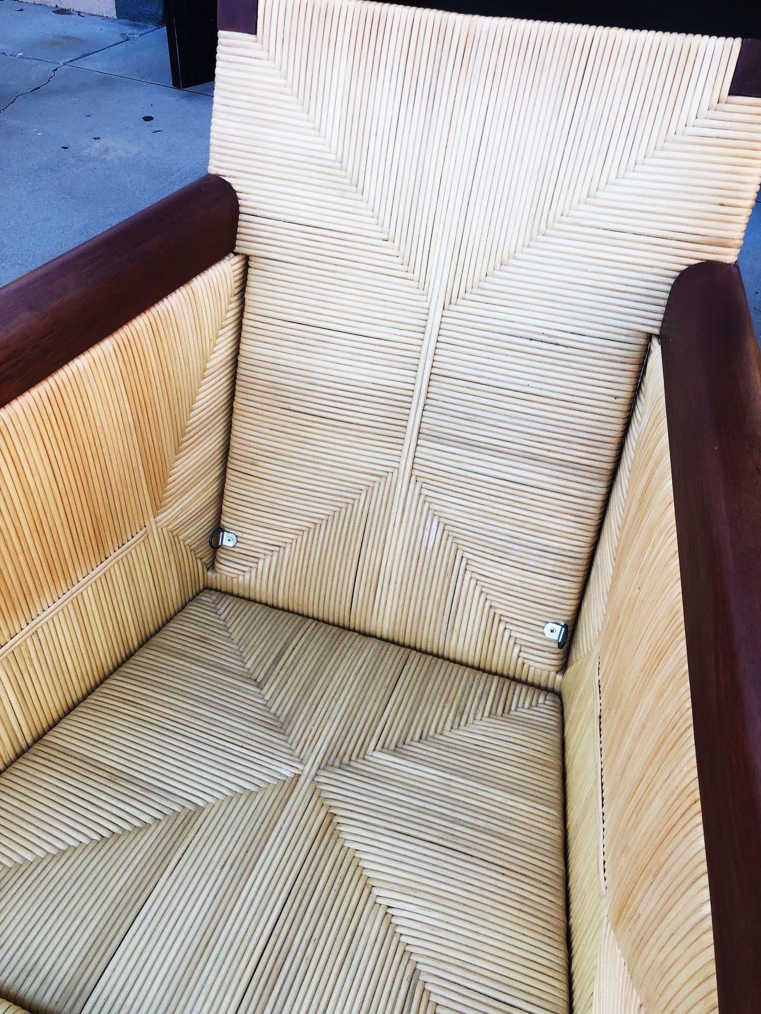 Donghia Rattan Lounge Chair & Ottoman by John Hutton, The Merbau Collection - 14