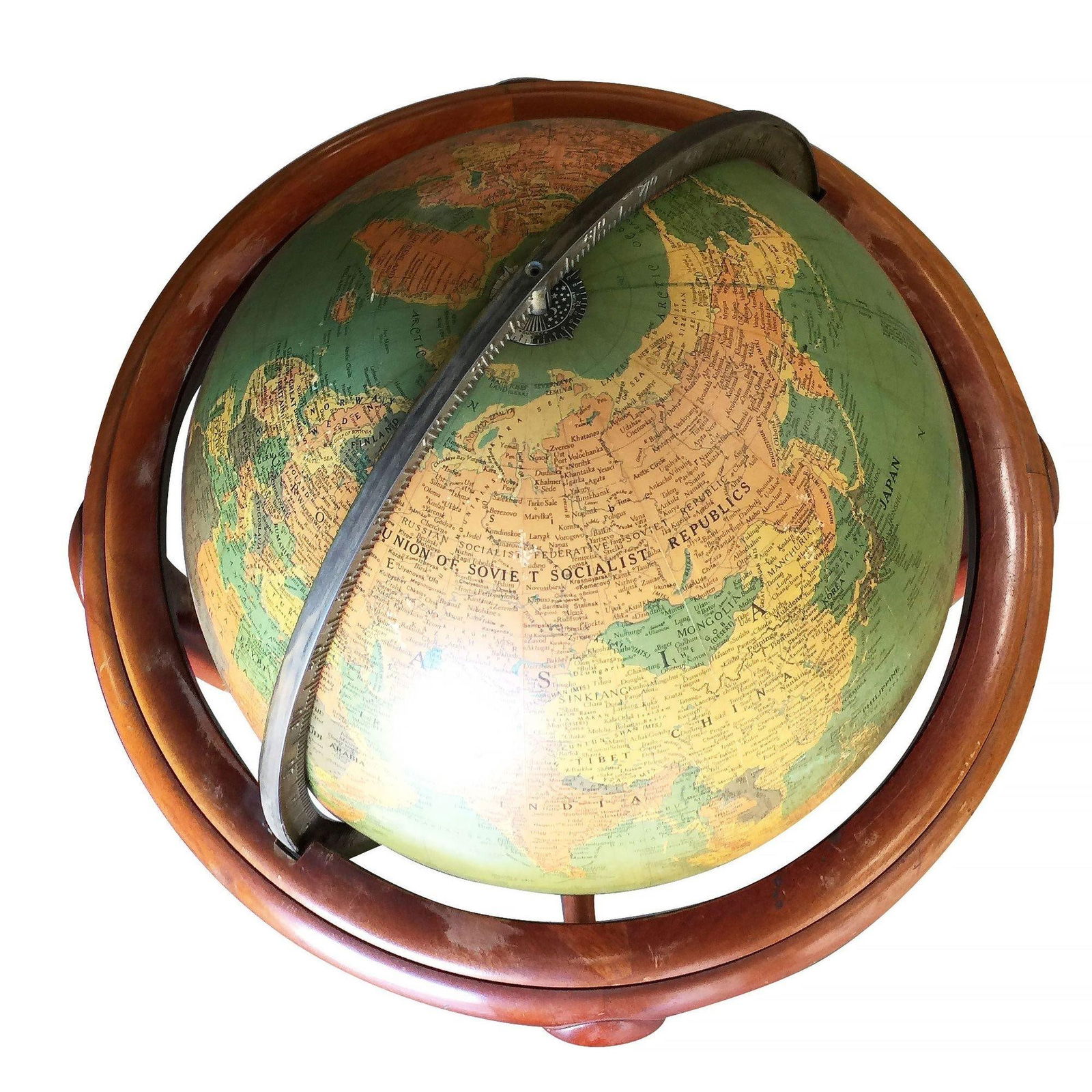 Midcentury Mahogany Floor Globe by Replogle - 12