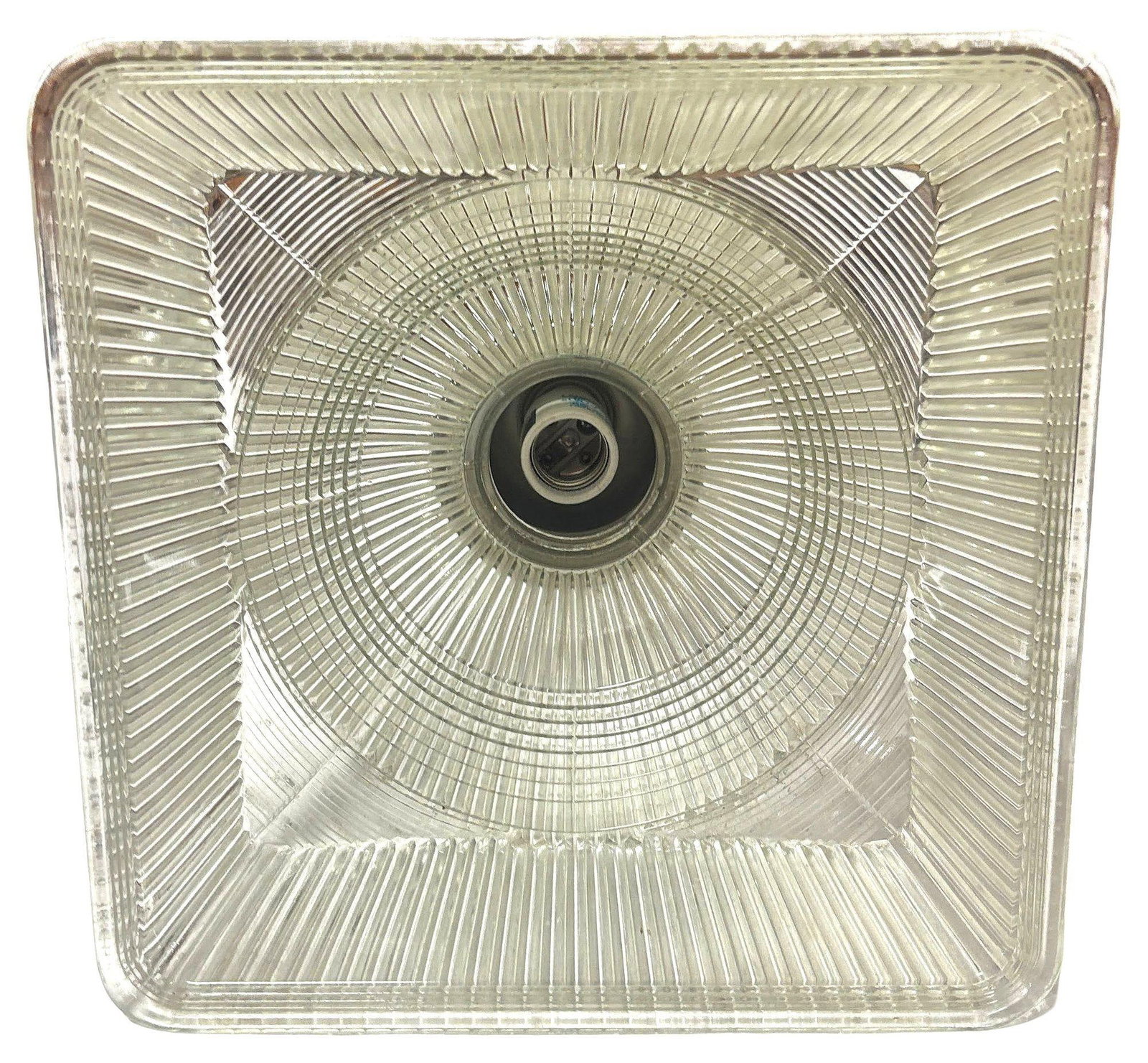 Stepped Holophane Square Pendant Chrome Ceiling Light - 19