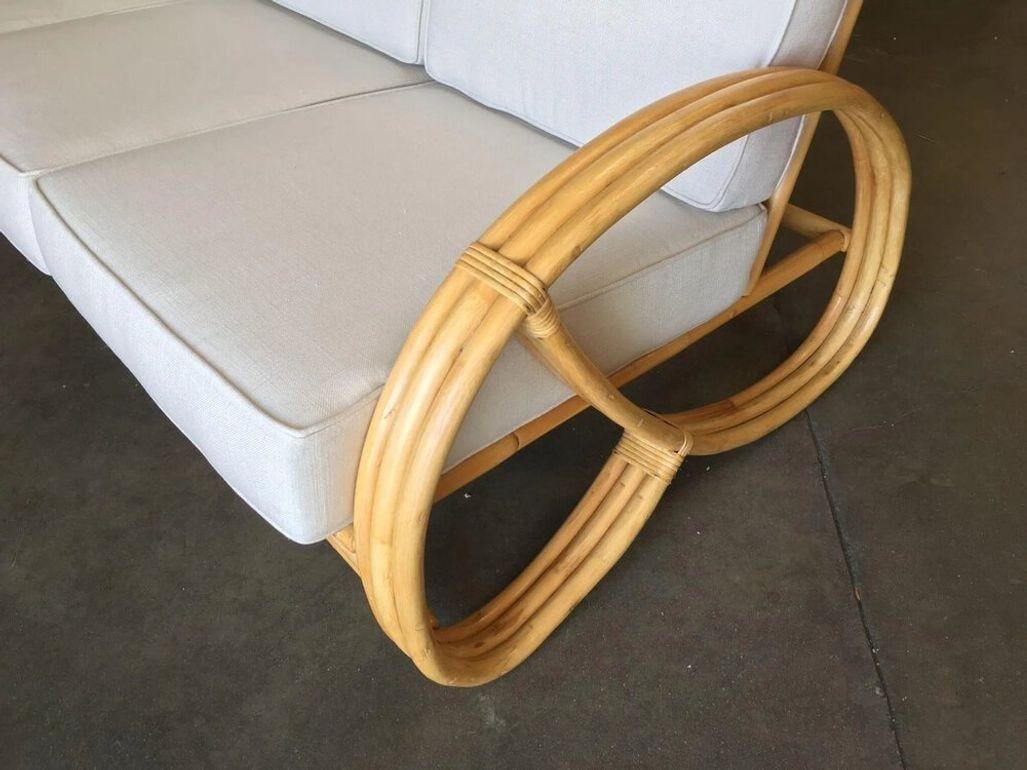 Restored Three-strand 3/4 Pretzel Arm Rattan 3-Seater Sofa - 3