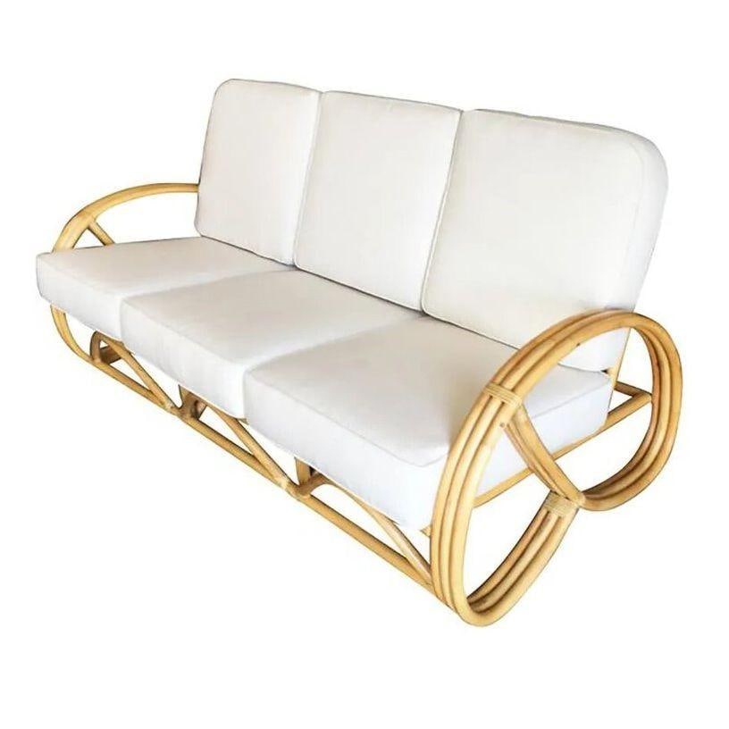 Restored Three-strand 3/4 Pretzel Arm Rattan 3-Seater Sofa - 8