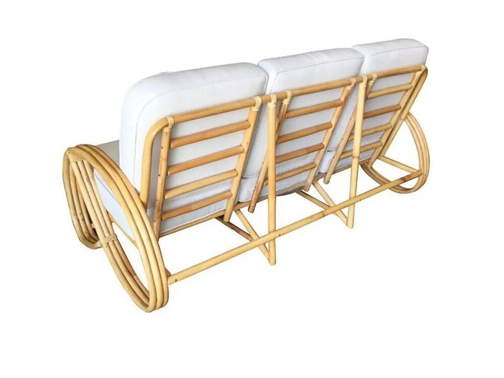 Restored Three-strand 3/4 Pretzel Arm Rattan 3-Seater Sofa - 9