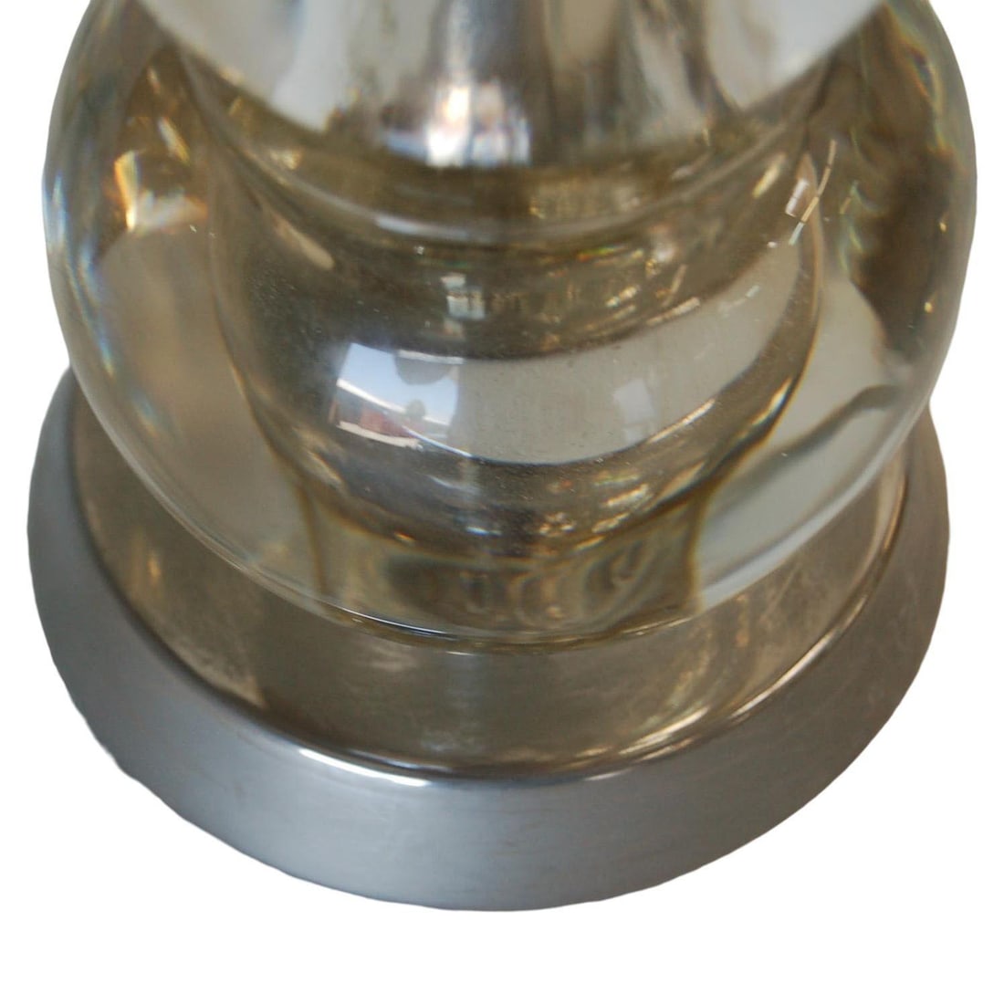 Mid-century Stacked Graduating Crystal Ball Table Lamps w/ Chrome Base, Pair - 18