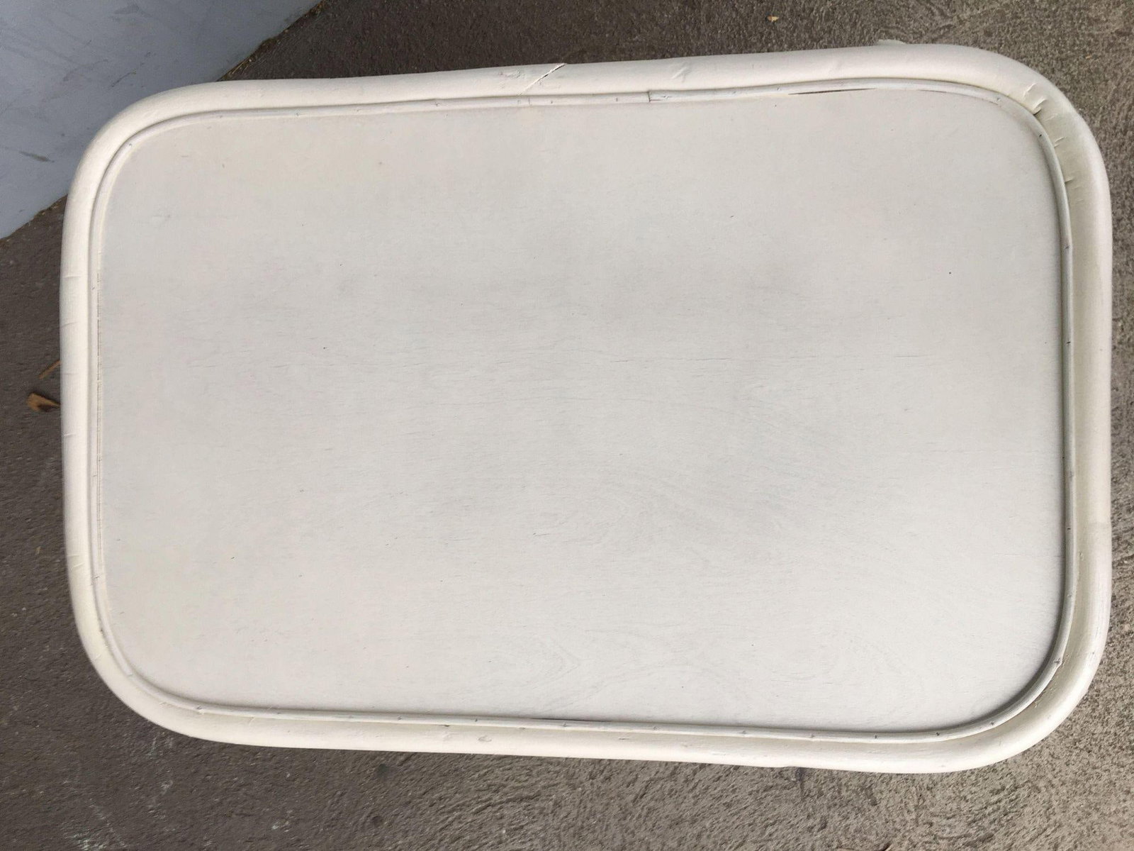 Restored White Cage Rattan Side Table Swivel Bookshelf - 20