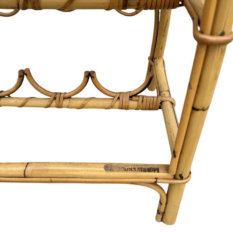 Albini Style Rattan Service Side Table & Bottle Holder w/ Handle - 5