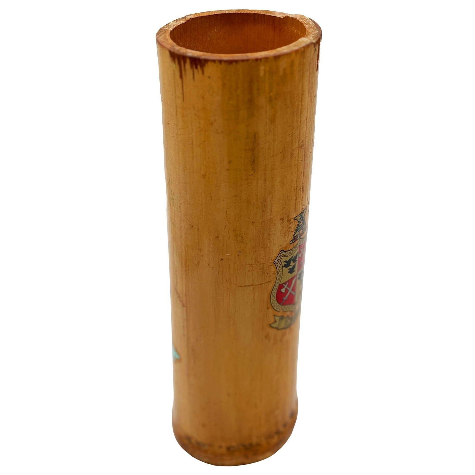 1930 Art Deco Pink Flamingo Delta Chi Leges Fraternity Bamboo Vase - 3