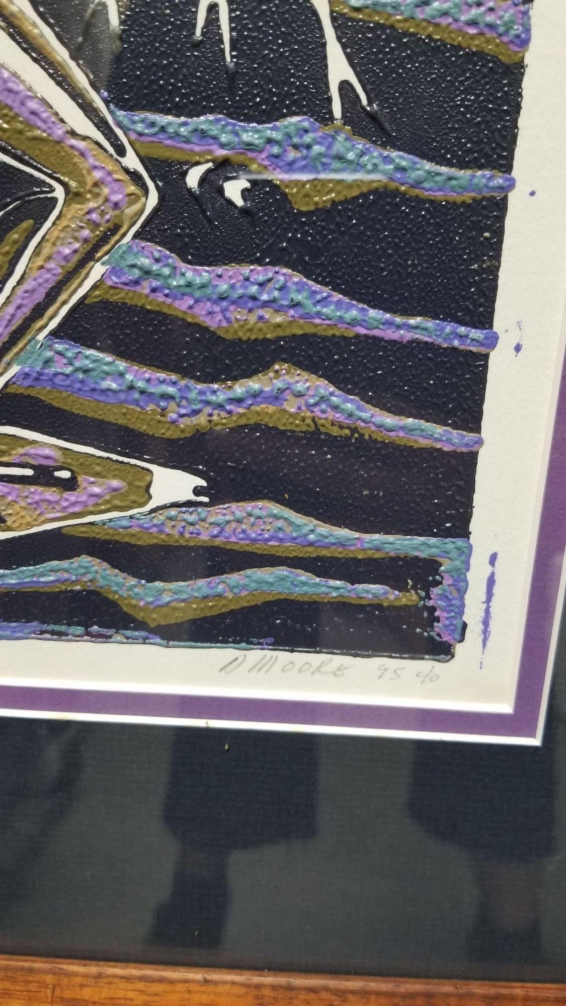 Block Print "Amakua" on Paper by Dale Moore Edition #2/15 - 11