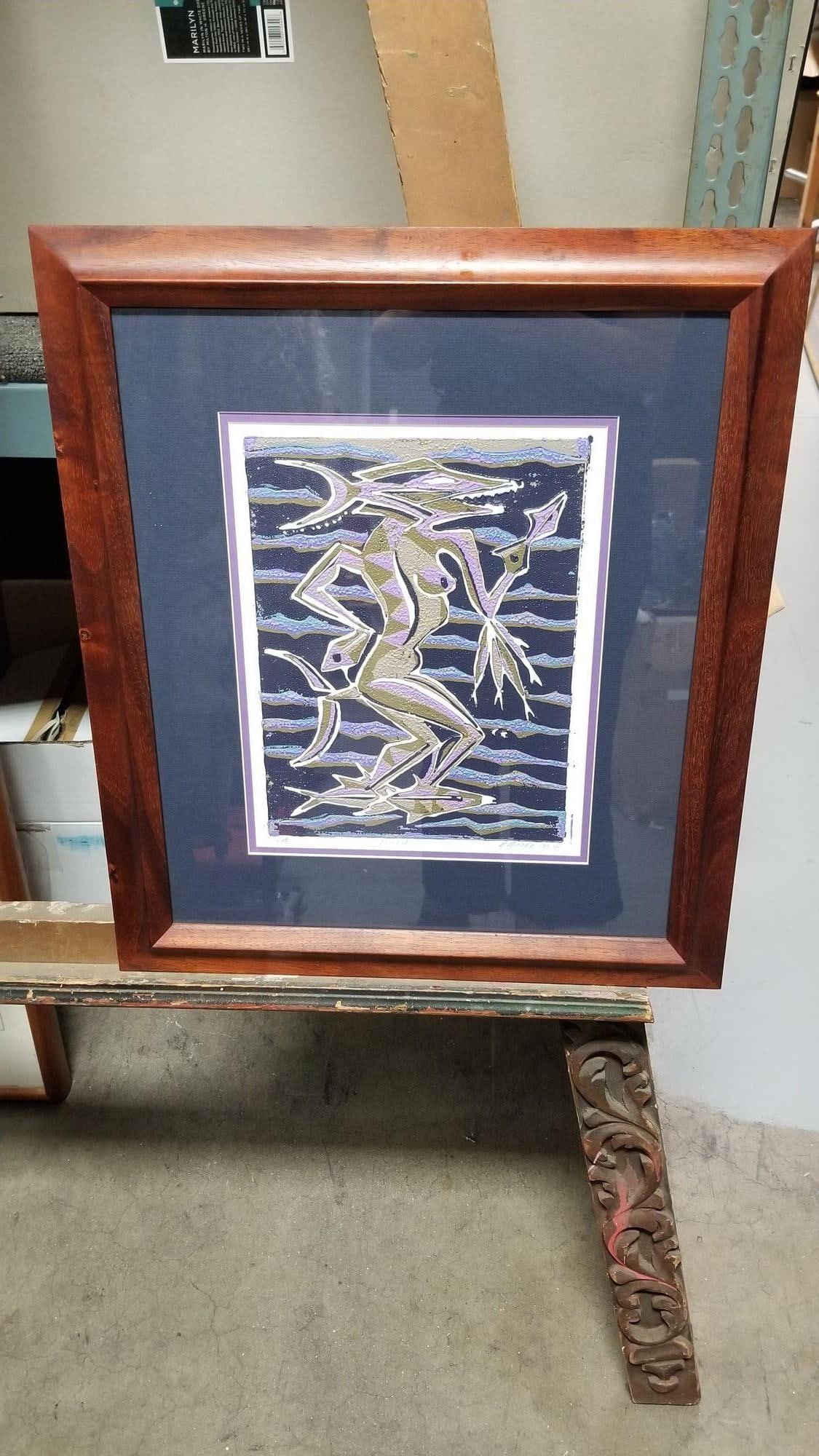 Block Print "Amakua" on Paper by Dale Moore Edition #2/15 - 16