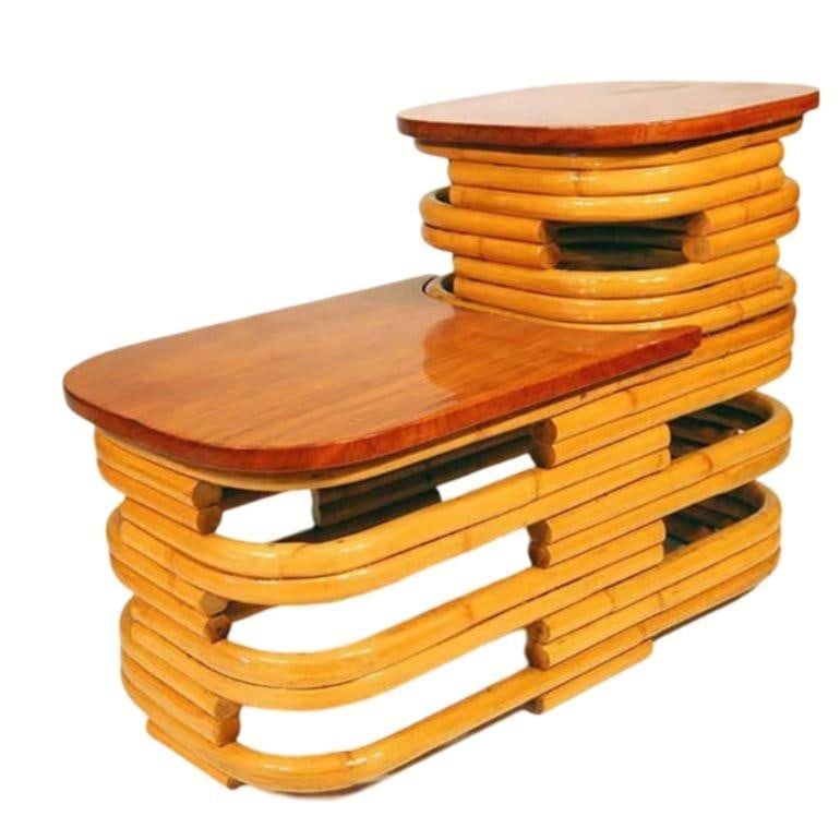 Restored Mid-Century Rattan and Mahogany Living Room Set - 6