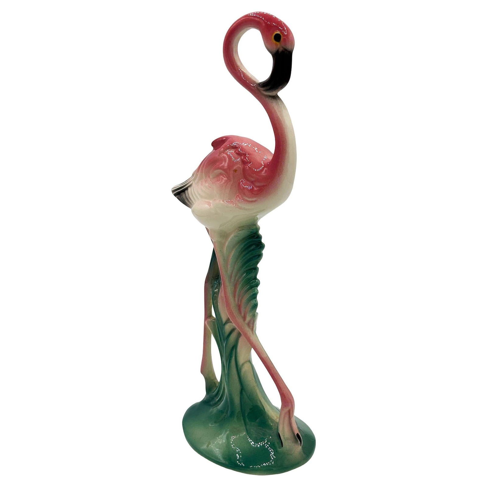 Mid-century Ceramic Flamingo Figurine Set in Tropical Pond Tray by Maddux - 3