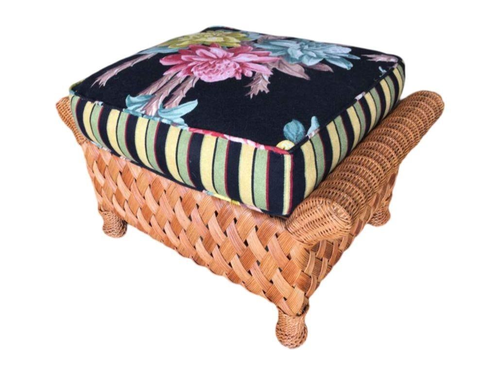 Large "Big Daddy" Woven Wicker Lounge Chair with Matching Ottoman - 11