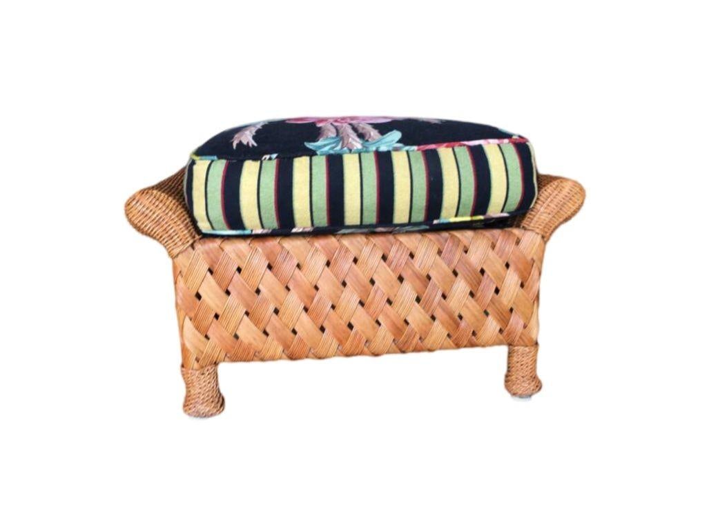 Large "Big Daddy" Woven Wicker Lounge Chair with Matching Ottoman - 12