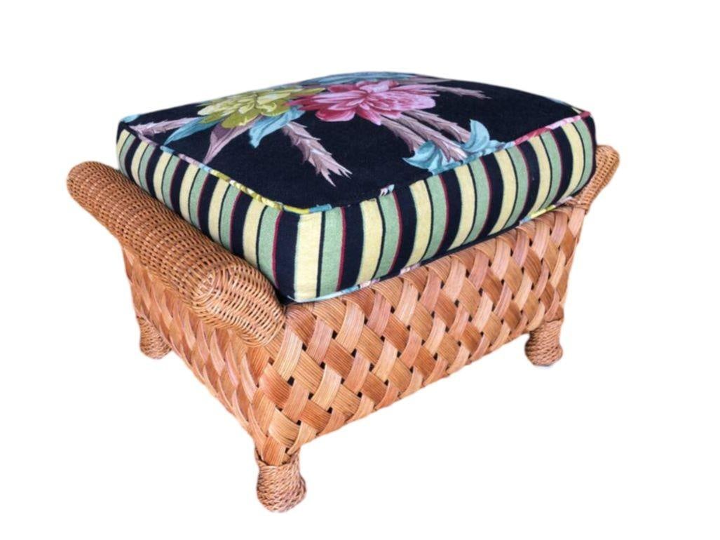 Large "Big Daddy" Woven Wicker Lounge Chair with Matching Ottoman - 15