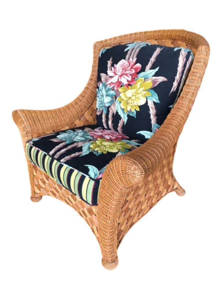 Large "Big Daddy" Woven Wicker Lounge Chair with Matching Ottoman - 16