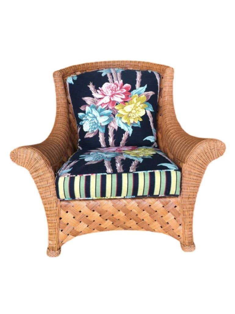 Large "Big Daddy" Woven Wicker Lounge Chair with Matching Ottoman - 17