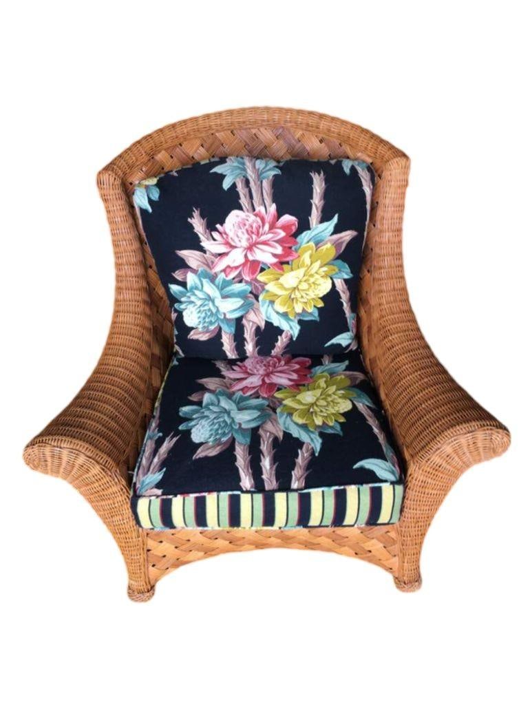 Large "Big Daddy" Woven Wicker Lounge Chair with Matching Ottoman - 18