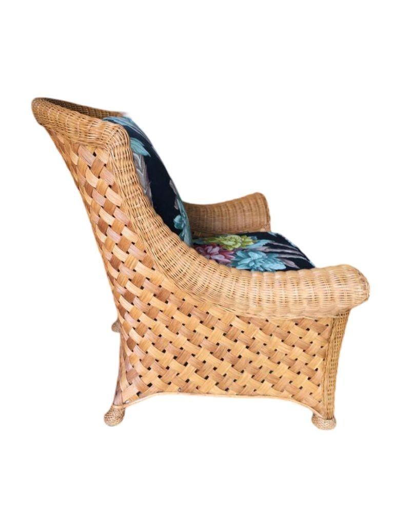 Large "Big Daddy" Woven Wicker Lounge Chair with Matching Ottoman - 20