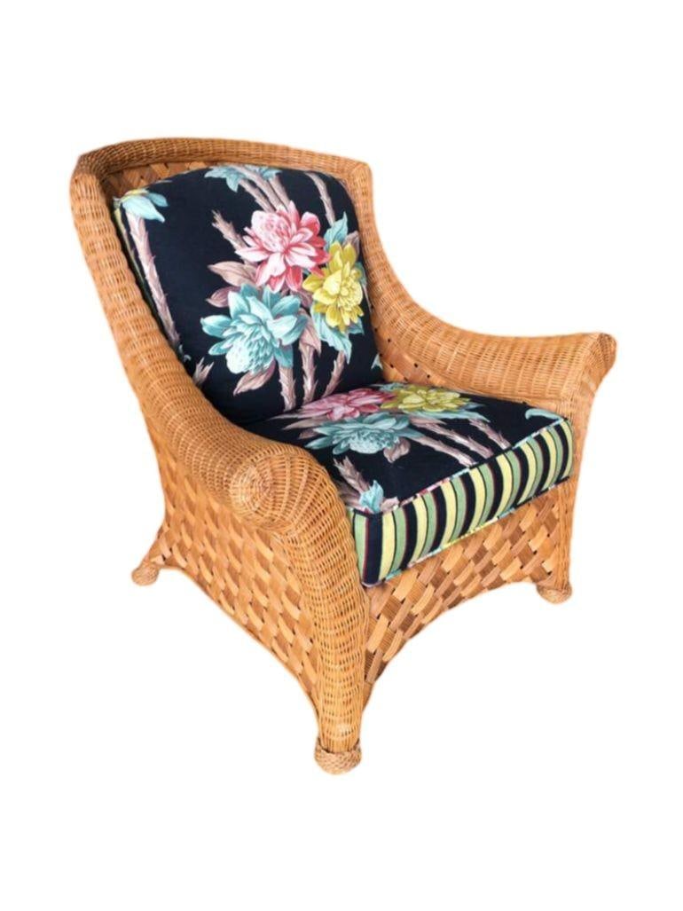 Large "Big Daddy" Woven Wicker Lounge Chair with Matching Ottoman - 3