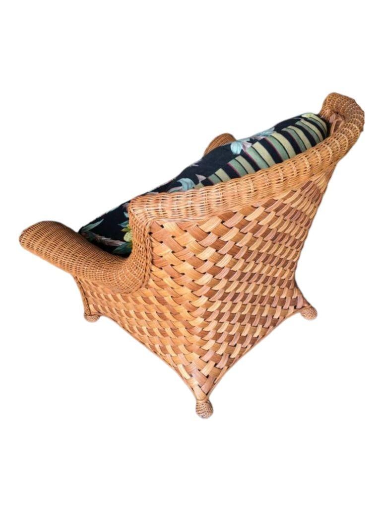 Large "Big Daddy" Woven Wicker Lounge Chair with Matching Ottoman - 6