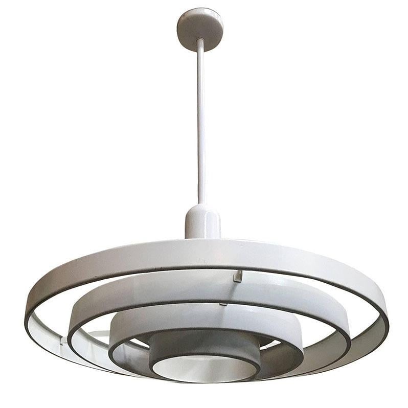 Mid-Century "Saturn" Ceiling Steel 19" Pendant by Kurt Versen, 22 Available - 9