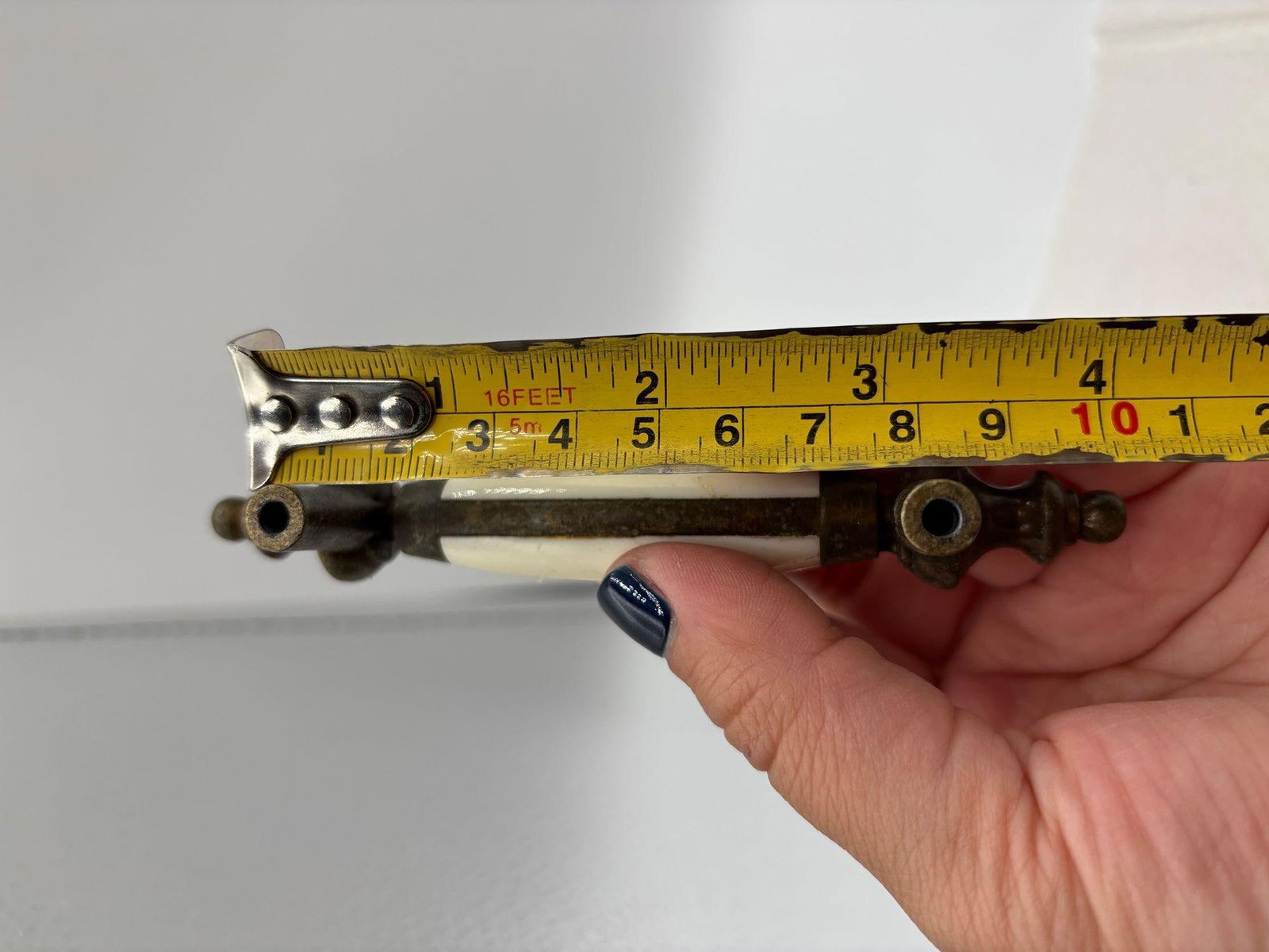 5" Patinaed Brass & Porcelain Drawer Pull Handle w/ Steeple Tips , Set of 29 - 5