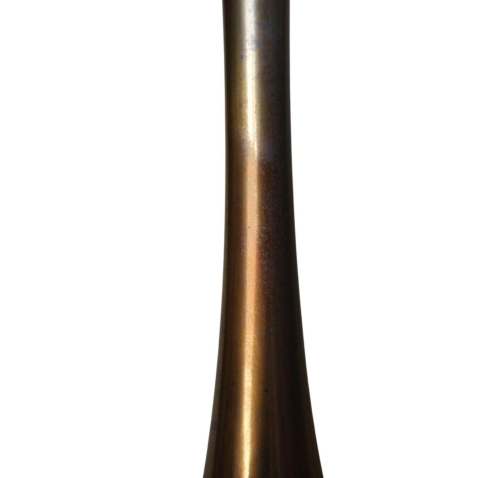 Modernist Harp Shaped Sculptural Walnut and Brass Tone Table Lamp, Pair - 3