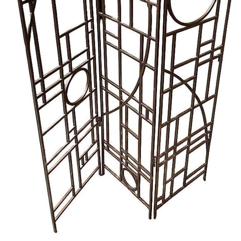 Post Modern Copper Tone Geometric Folding Room Divider by Robert Sonneman - 3