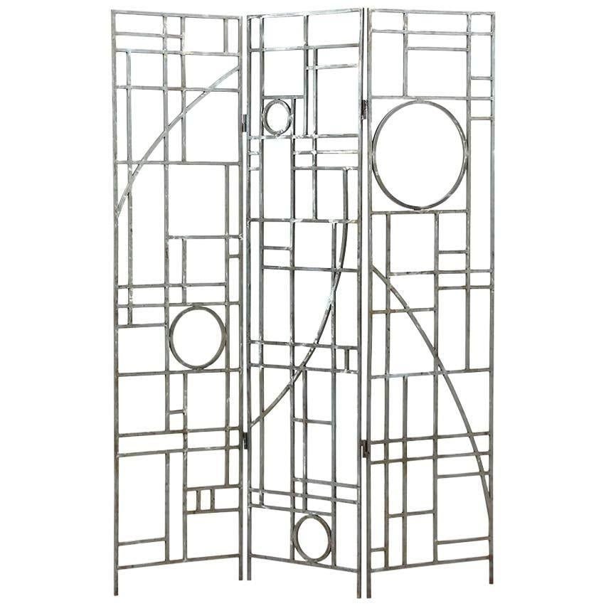 Post Modern Copper Tone Geometric Folding Room Divider by Robert Sonneman - 8