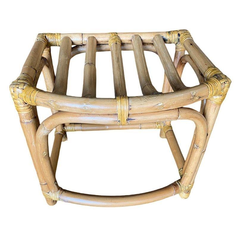 Restored Mid-Century Three-Strand Ladder Top Rattan Vanity Stool - 3