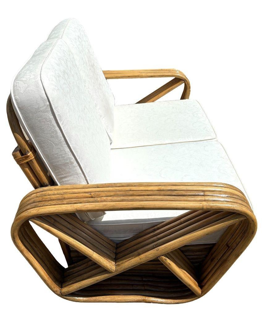 Restored Frankl Style Rattan 5-Strand Square Pretzel Setional Settee Sofa - 17