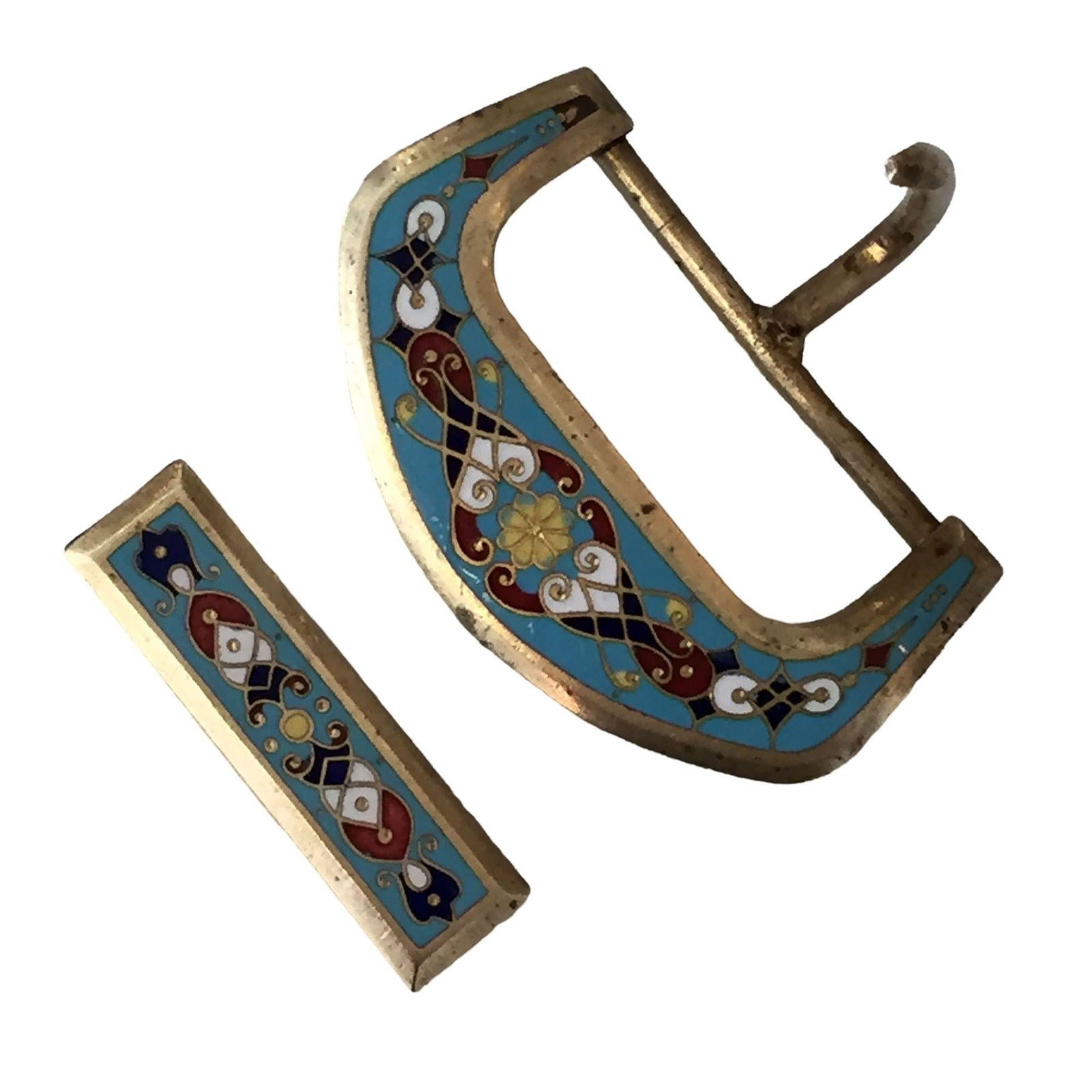 Bronze Enamelware Belt Buckle, circa 1910 - 4