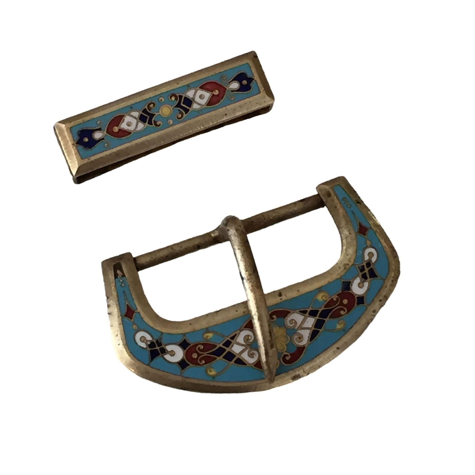 Bronze Enamelware Belt Buckle, circa 1910 - 9
