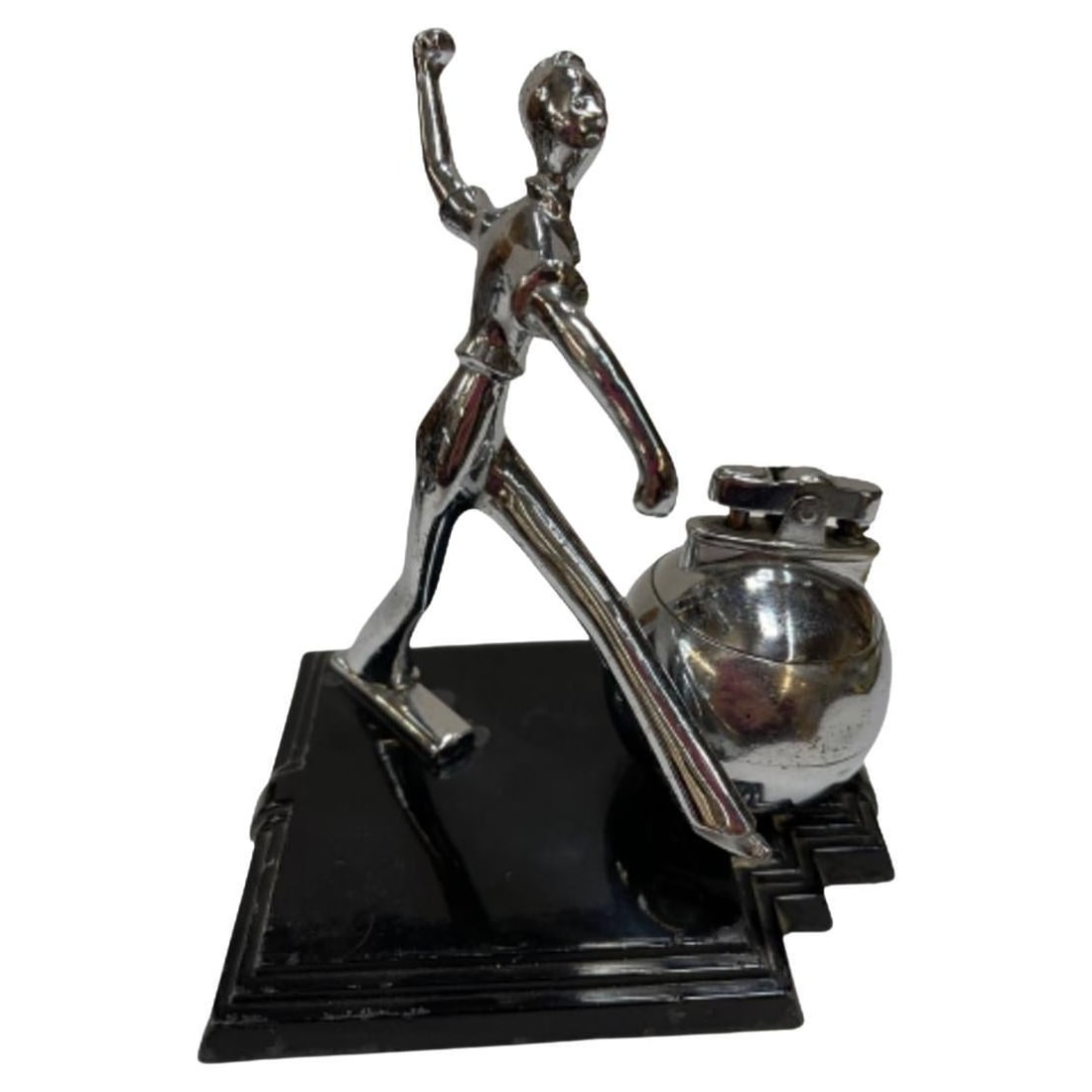 Art Deco Ball Player Table Table Lighter with Base by Ronson - 7