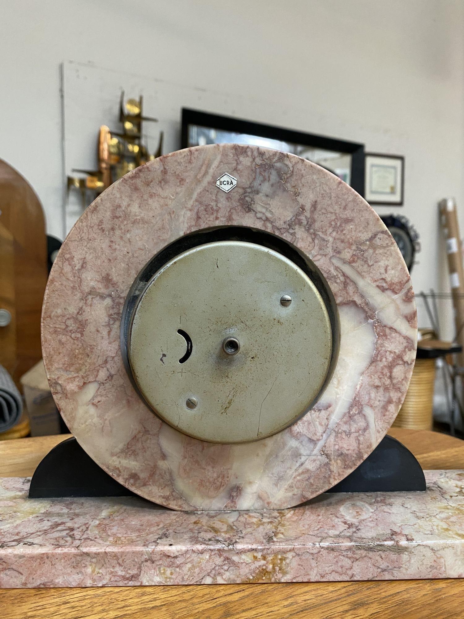 French Art Deco UCRA Bronze Swan Marble Mantle Garniture Clock Set by Marefbay - 14