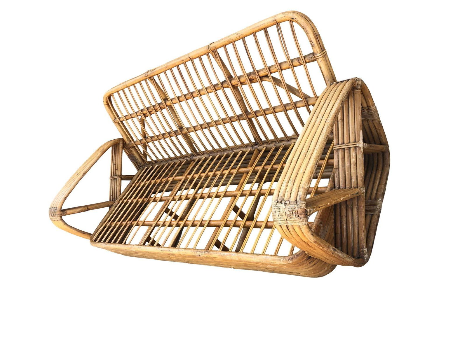 Paul T. Frankl 5-Strand Square Pretzel Square-Back 3-Seat Sofa (unrestored) - 17