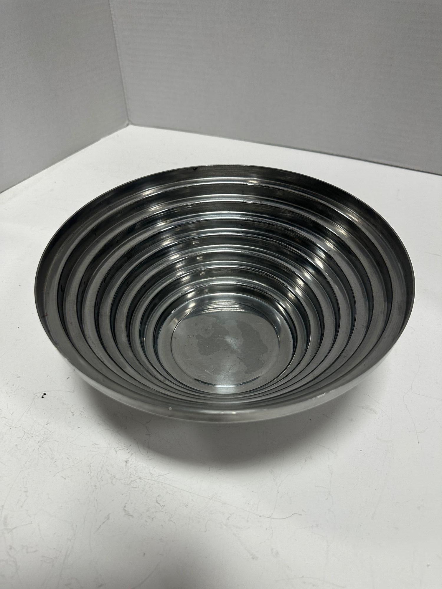 1980's Vintage Post Modern Stainless Steel Devo Maya Bowl Pewtertone by Mann - 11