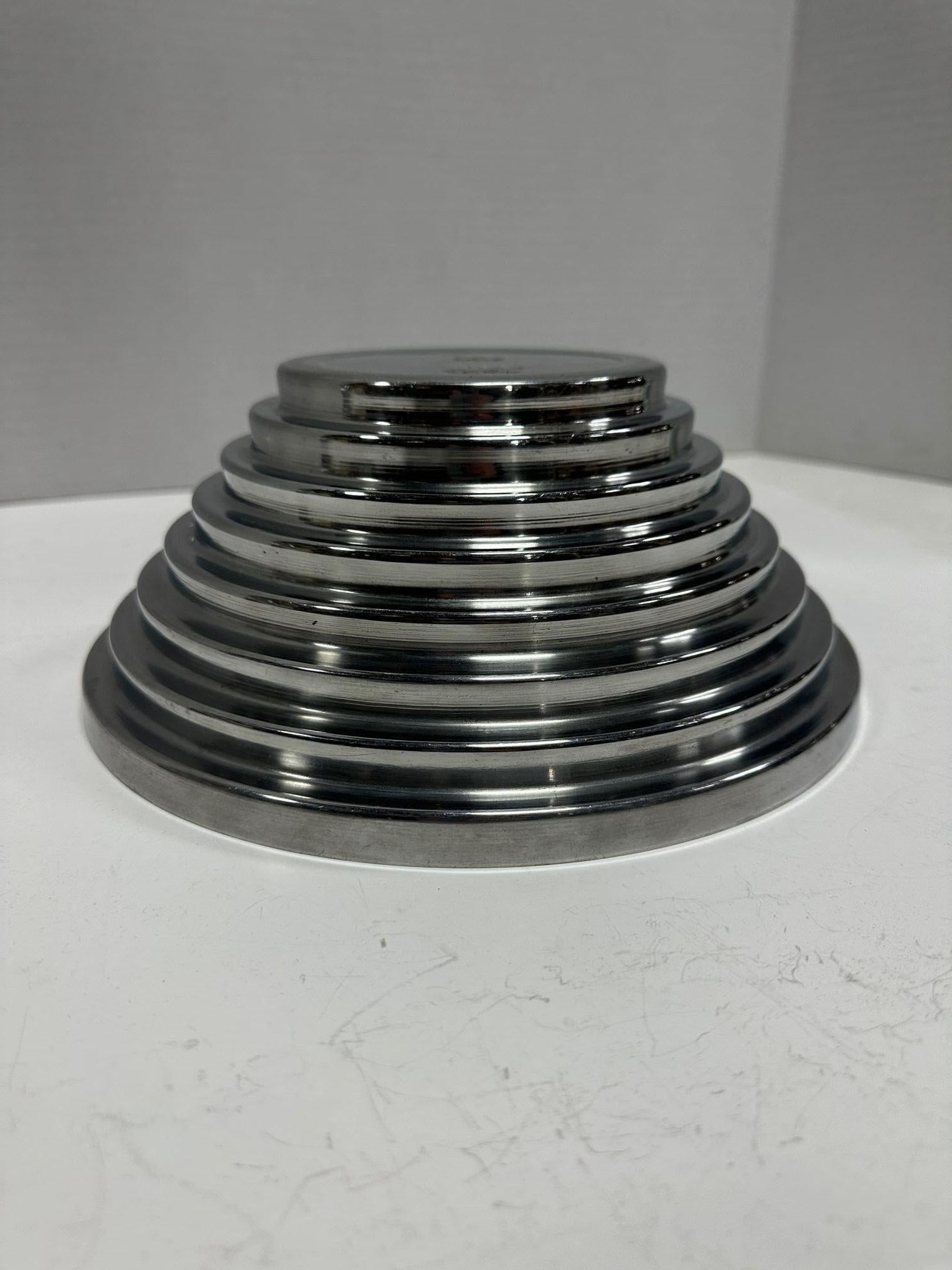 1980's Vintage Post Modern Stainless Steel Devo Maya Bowl Pewtertone by Mann - 15