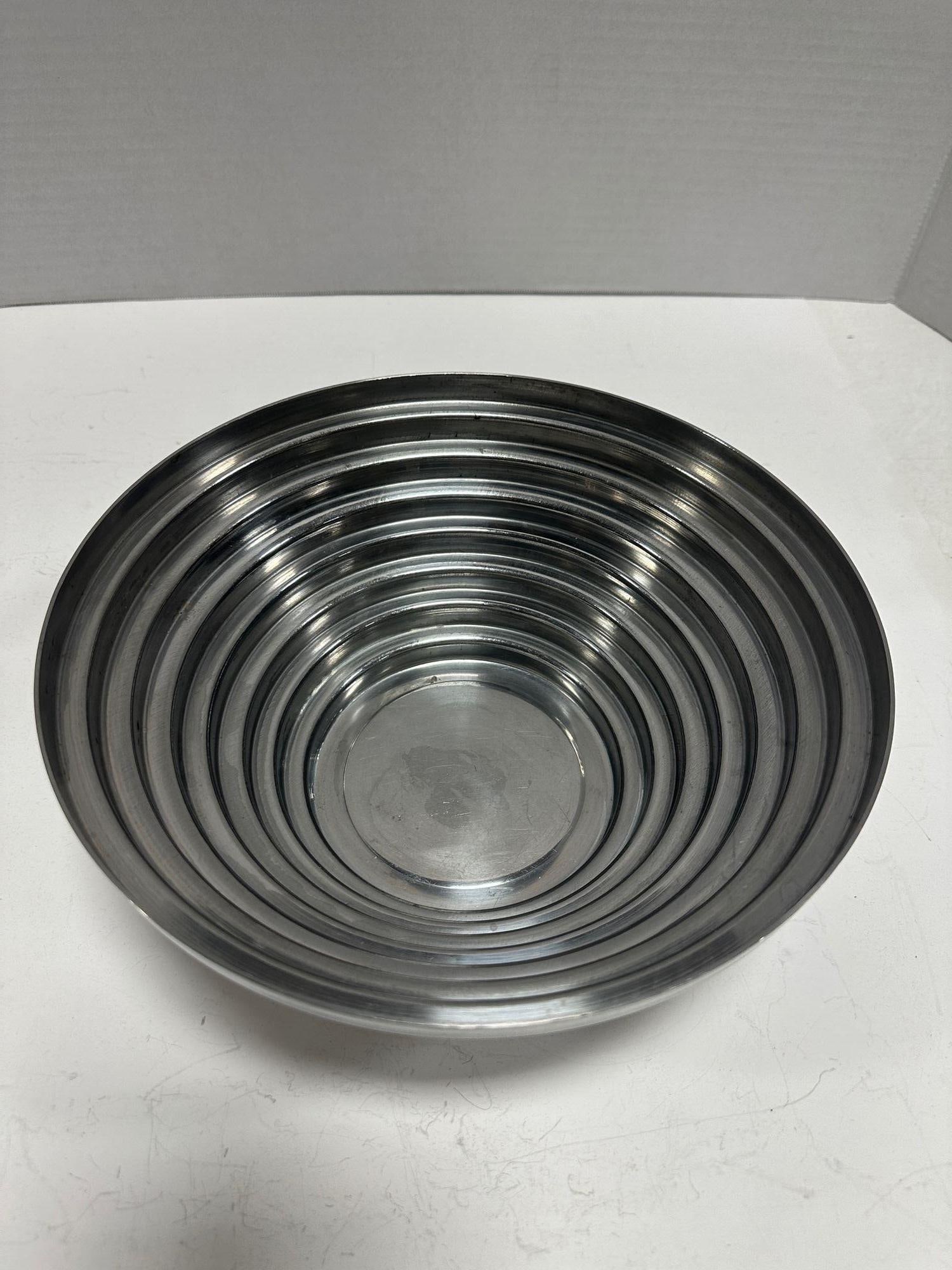 1980's Vintage Post Modern Stainless Steel Devo Maya Bowl Pewtertone by Mann - 2