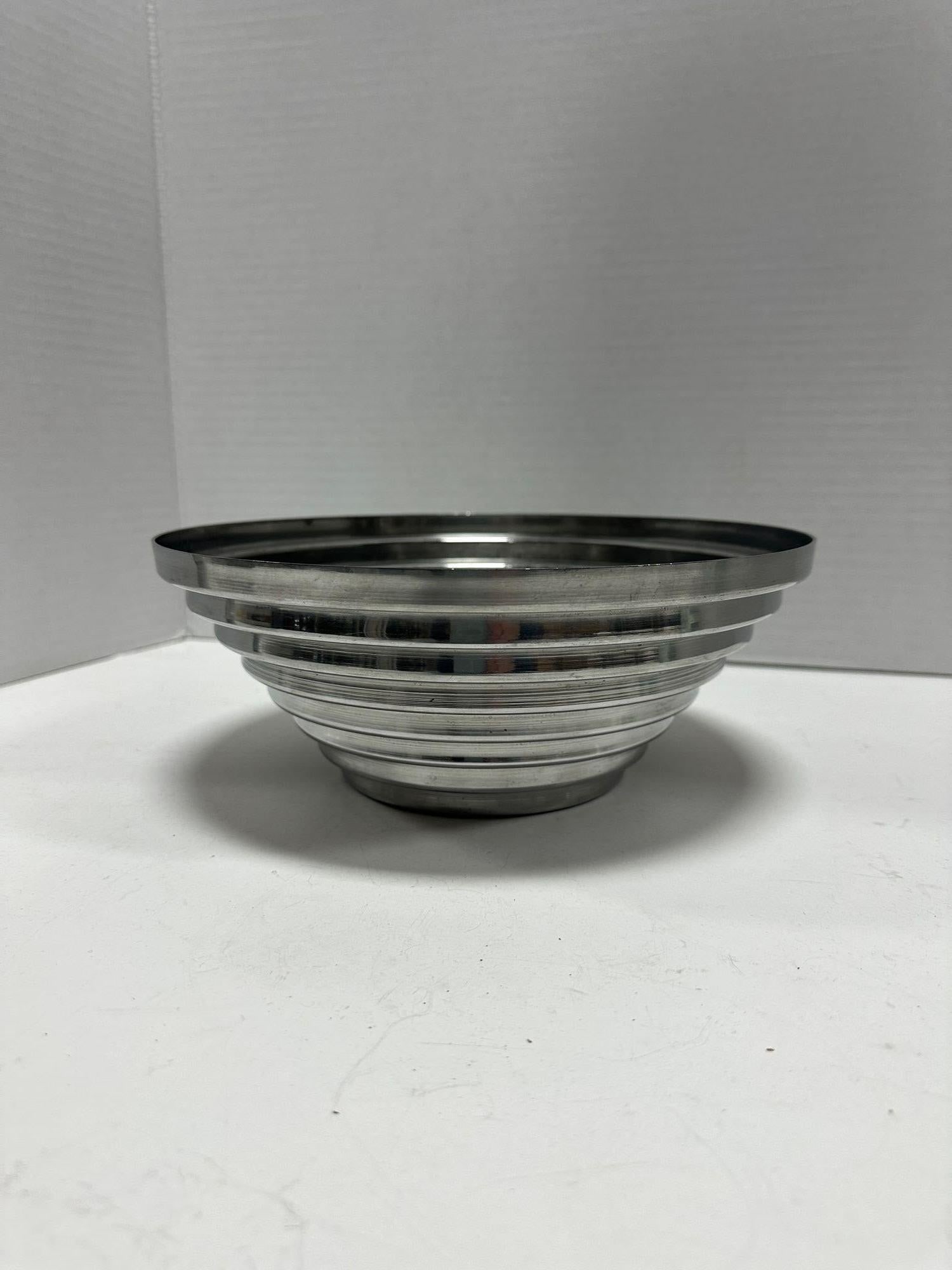 1980's Vintage Post Modern Stainless Steel Devo Maya Bowl Pewtertone by Mann - 6