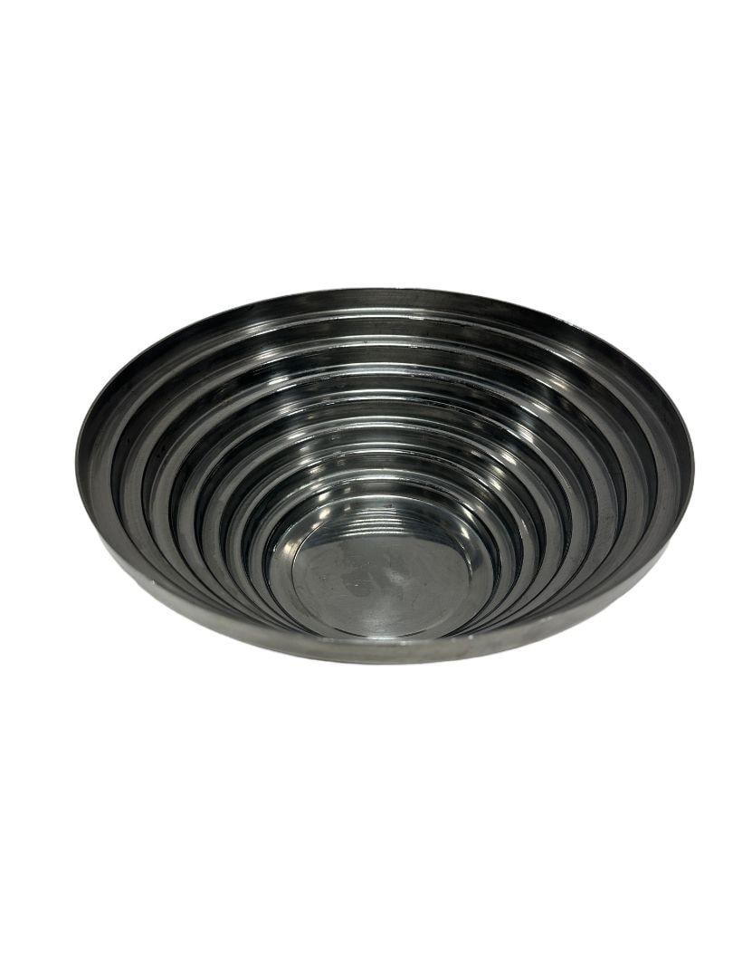 1980's Vintage Post Modern Stainless Steel Devo Maya Bowl Pewtertone by Mann - 9