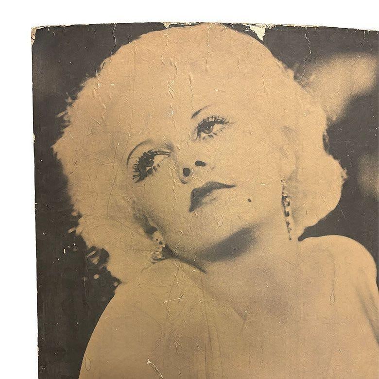 40" Tall Sepia Hollywood Starlett Photograph Jean Harlow Mounted to Pressboard - 3