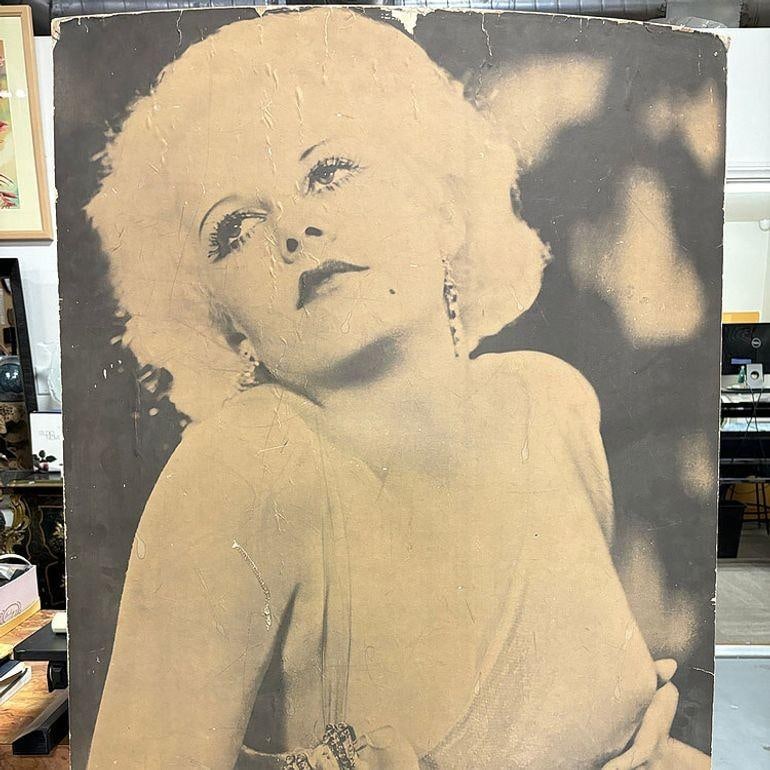 40" Tall Sepia Hollywood Starlett Photograph Jean Harlow Mounted to Pressboard - 5