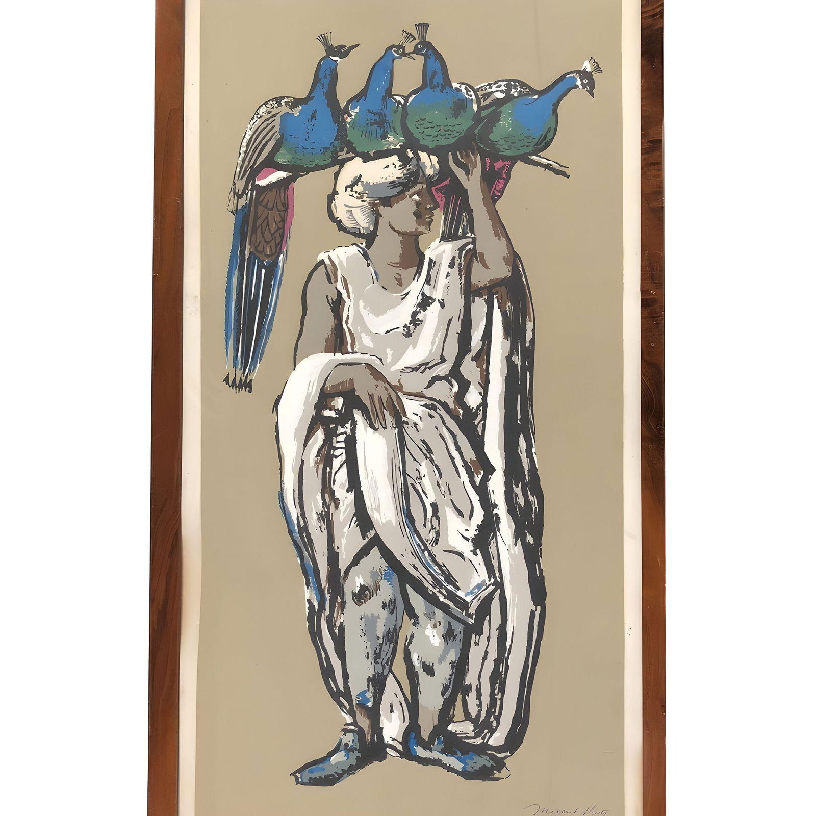 Framed "Peacock Vendor" Serigraph by Millard Owen Sheets (1907- 1989) - 3