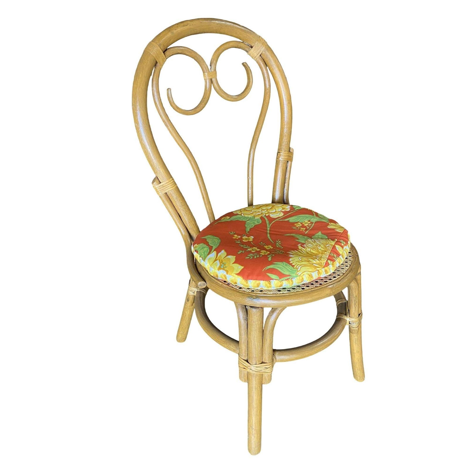 Restored Rattan Dining Chairs with Scrolling Back, Set of 4 - 8