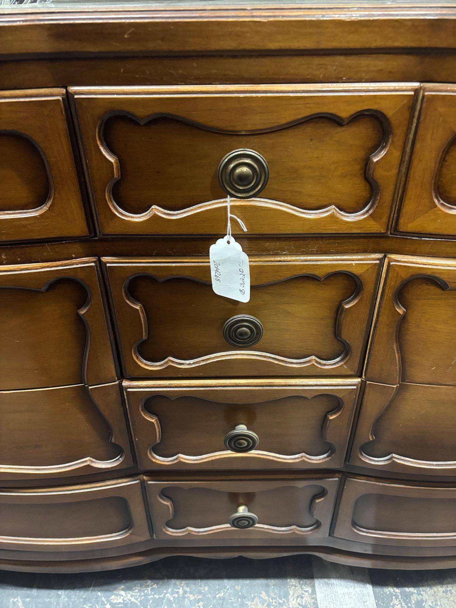 Antique French Provincial Dresser with Mirror Top by RWAY - 11