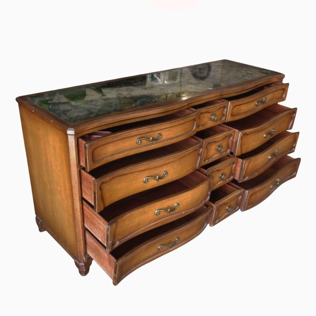 Antique French Provincial Dresser with Mirror Top by RWAY - 18