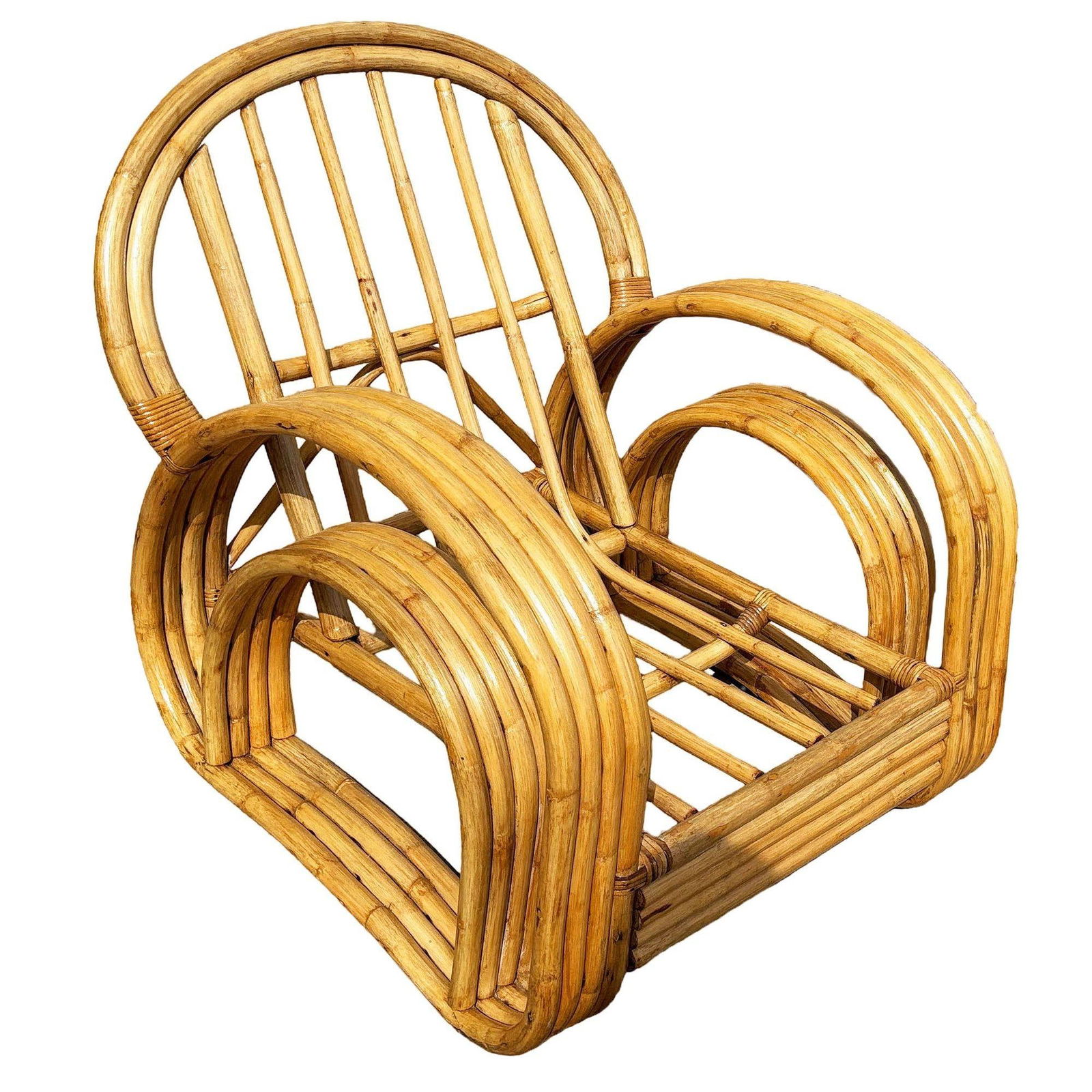 Restored 4-Strand Double Arch Speed Arms Rattan Sofa & Chairs Livingroom Set - 14