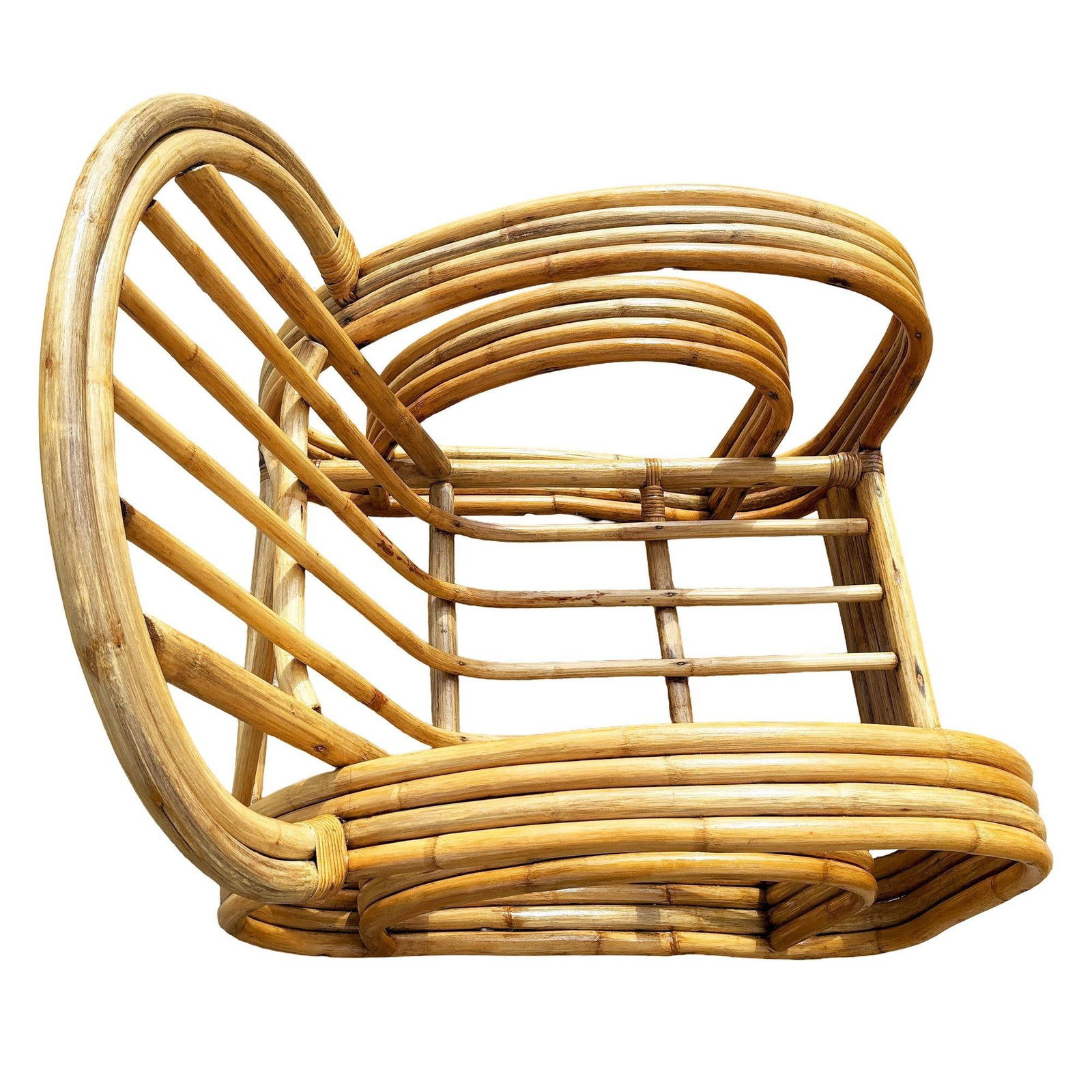 Restored 4-Strand Double Arch Speed Arms Rattan Sofa & Chairs Livingroom Set - 15